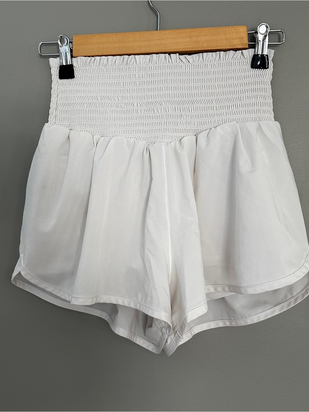 Smocked Waist White Women's Shorts